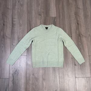Crewcuts J.Crew Cashmere Crewneck Sweater Kids L Green Knit Pullover Ribbed Trim